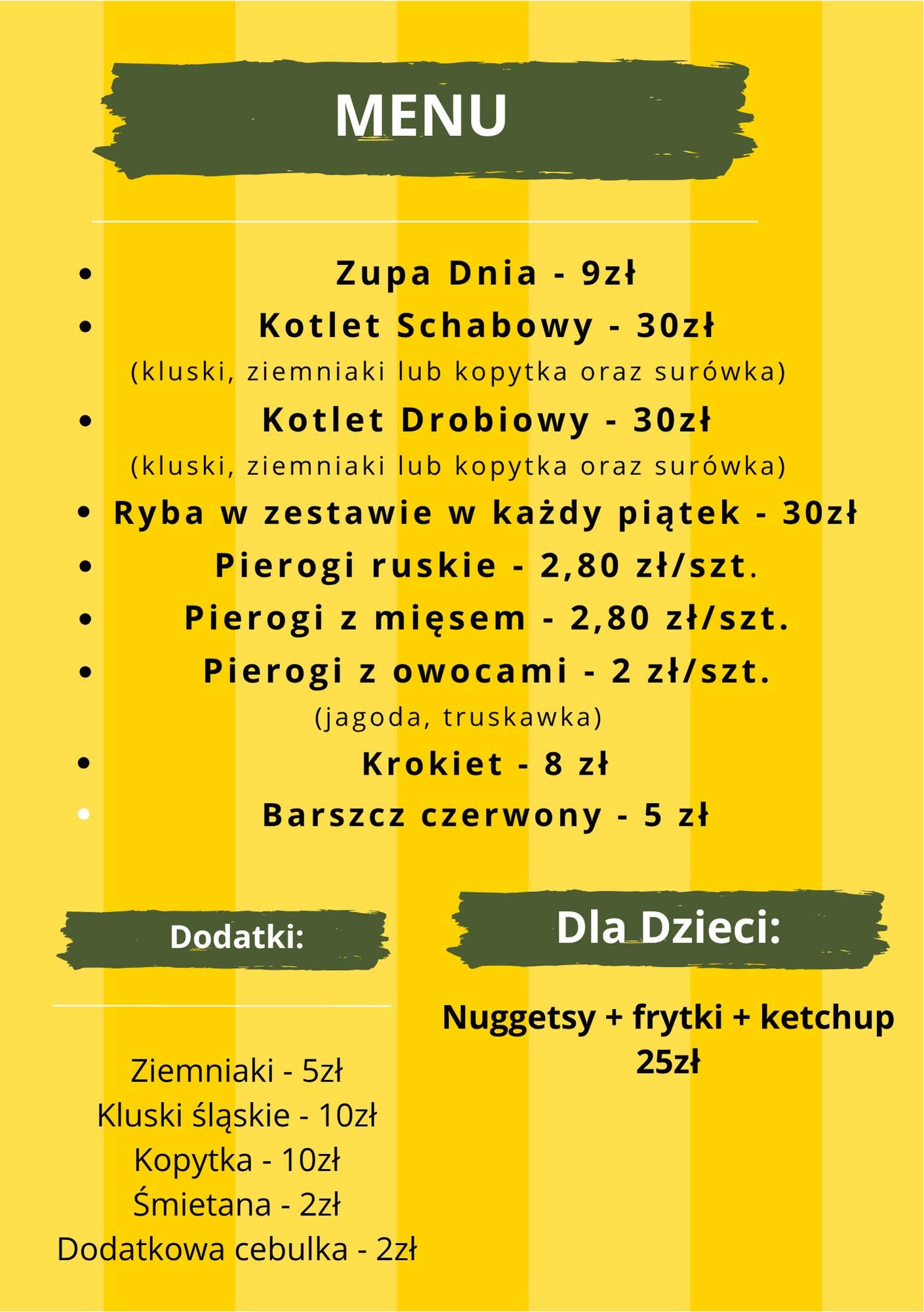 Aktualna karta dań - menu Ugotujemy Dowieziemy z cenami